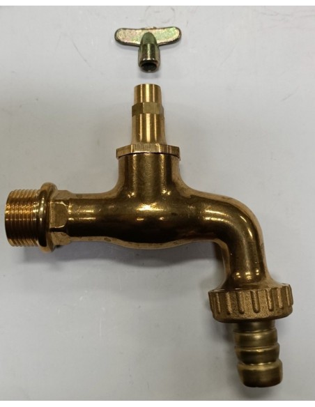 SCHLAUCHHAHN MIT SCHLÜSSEL MESSING GLÄNZEND 1/2''