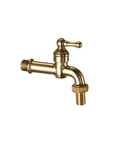 MESSING SCHLAUCHHAHN GLÄNZEND MIT HEBEL 1/2''