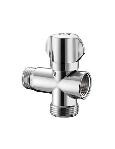 VERCHROMTES MESSING-3-WEGE-HAHN 1/2''x3/4''