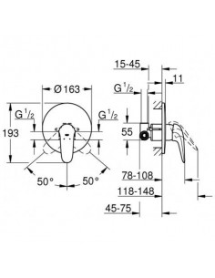 GROHE EUROSTYLE EINBAU-DUSCHMISCHER 23725003 2
