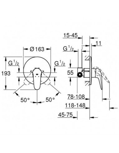 GROHE EUROSTYLE EINBAU-DUSCHMISCHER 23725003