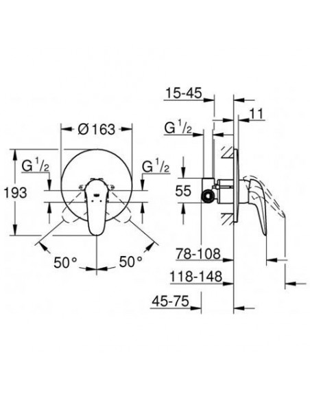 GROHE EUROSTYLE EINBAU-DUSCHMISCHER 23725003