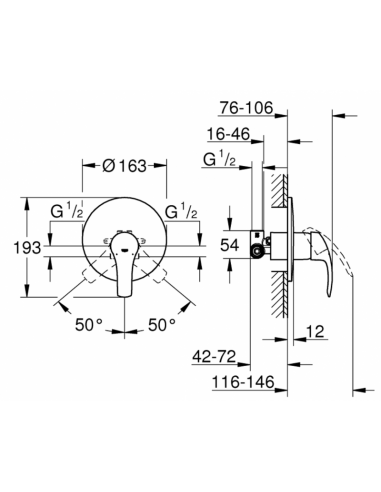 GROHE EUROSMART EINBAU MISCHER FÜR DUSCHE