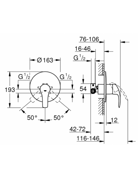 MISCELATORE GROHE EUROSMART INCASSO DOCCIA 