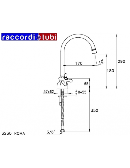 Einhebel-Spülbeckenarmatur STELLA Serie ROMA mit hohem, drehbarem Auslauf 3230