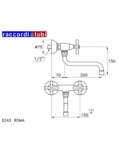 Wandwaschbeckenarmatur STELLA Serie ROMA,...