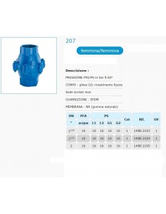 RÜCKSCHLAGVENTIL SOCLA 207 DURCHMESSER 1.1/4 CD 2