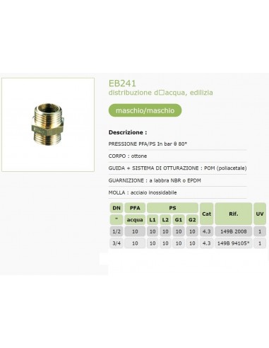 VALVOLA NON RITORNO SOCLA EB241 DIAMETRO 3/4