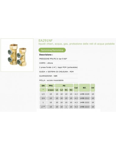RUCKSCHLAGVENTIL SOCLA EA291 DURCHMESSER FF 1"