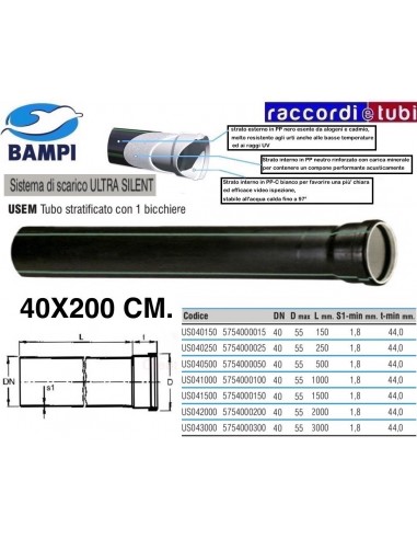 PP-ULTRA SILENT ROHR 1 MÜNZE cm.40X200