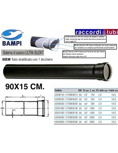 TUBO PP-ULTRA SILENT 1 BICCHIERE cm.90X15