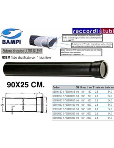 TUBO PP-ULTRA SILENT 1 BICCHIERE cm.90X25