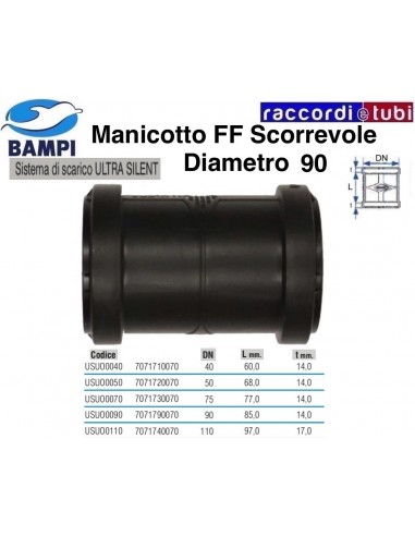 MANICOTTO A INNESTO FF 90 ULTRA SILENT PASSANTE