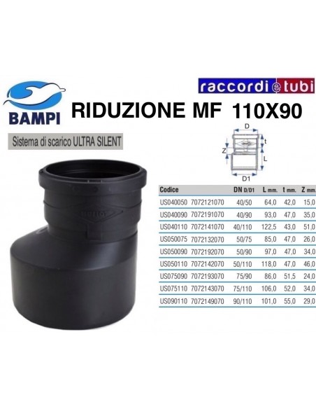 RIDUZIONE A INNESTO ULTRA SILENT MF 110X90