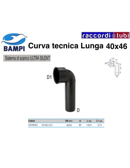 TECHNISCHE ULTRA SILENT BOGEN DN40X46 VERLÄNGERT