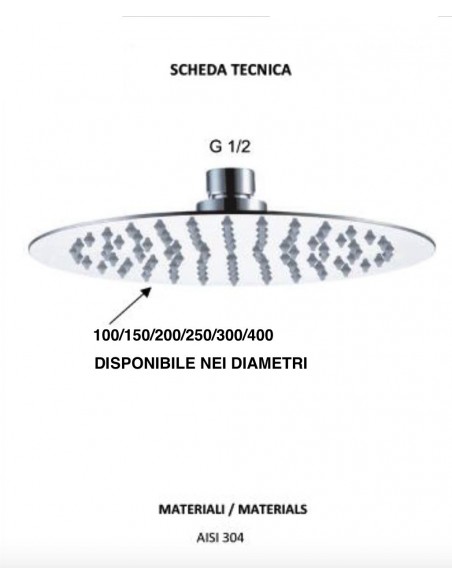 SOFFIONE IN ACCIAIO INOX DIAMETRO 400mm