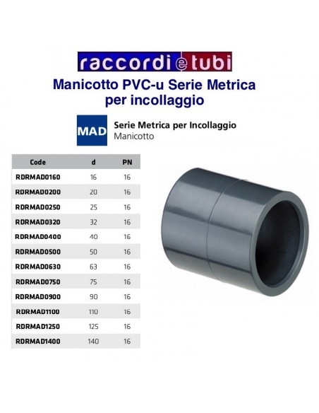 MANICOTTO PVC INCOLLAGGIO D.110