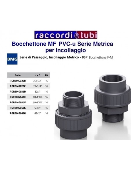BOCCHETTONE GIUNTO TRE PEZZI PVC INCOLL.2"X63 MF