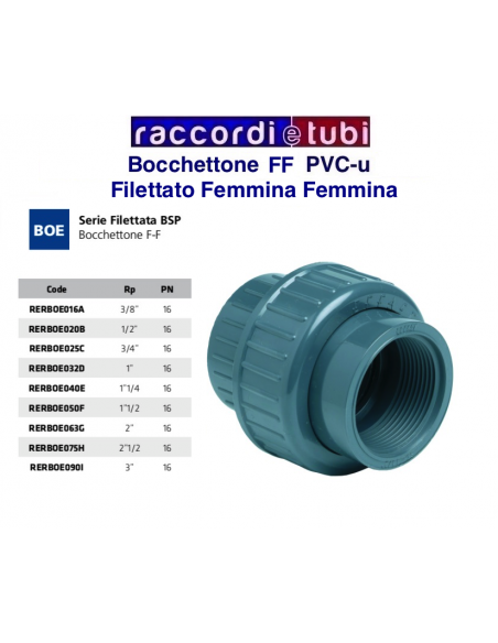 PVC Muffenanschlussstück Drei Teile IG 1"x1"