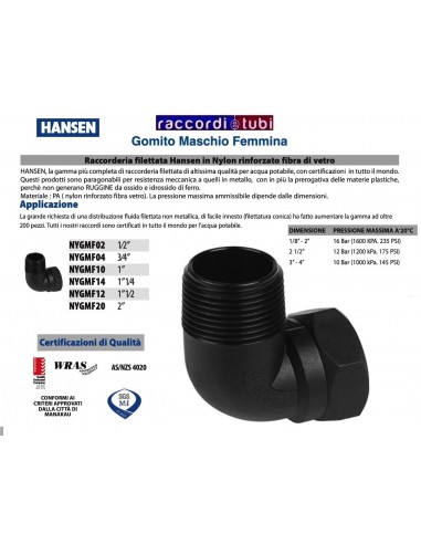 GOMITO HANSEN MF DIAMETRO 1.1/2