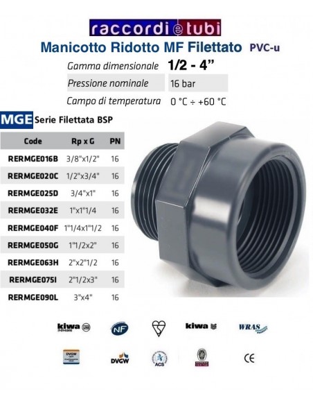 MANICOTTO PVC MF.RID.3"X4"