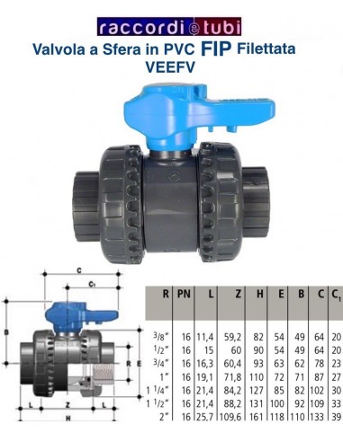 VALVOLA A SFERA IN PVC FIP DIAMETRO 1"