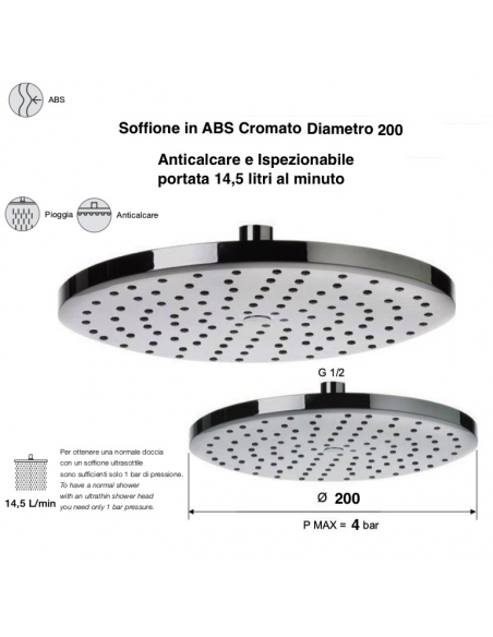 SOFFIONE IN ABS ISPEZIONABILE DIAMETRO 200 mm
