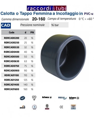 CALOTTA PVC INCOLLAGGIO DIAMETRO 110