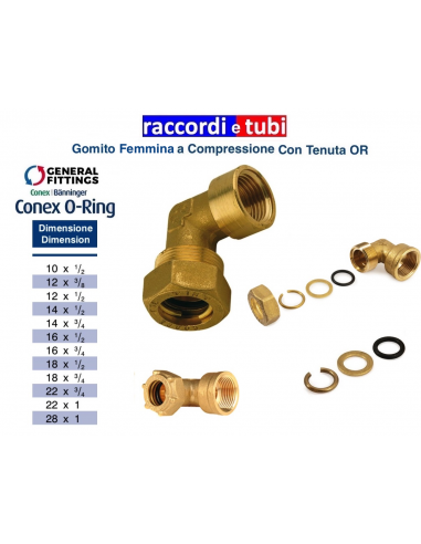 GOMITO OTTONE CON OR FEMMINA DIAMETRO 3/8X16
