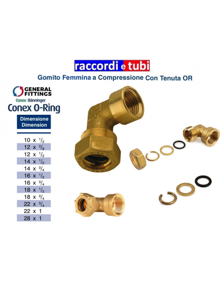 GOMITO OTTONE CON OR FEMMINA DIAMETRO 3/8X16