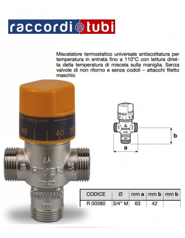 MISCELATORE TERMOSTATICO UNIVERSALE RIVER 3/4...