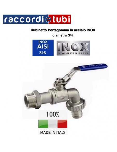 RUBINETTO PORTAGOMMA INOX 3/4