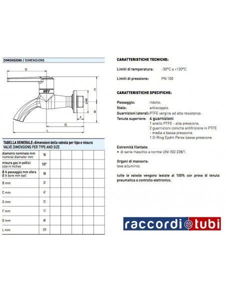 RUBINETTO PORTAGOMMA OTTONE SKY 1/2