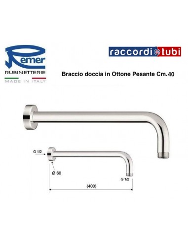 BRACCIO DOCCIA IN OTTONE PESANTE CM.40 REMER