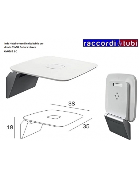 SEGGIOLINO RIBALTABILE PER DOCCIA BIANCO 35x38cm