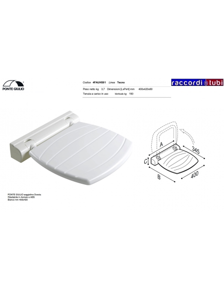 SEGGIOLINO RIBALTABILE PER DOCCIA BIANCO PONTE GIULIO 4FAUHS01W1