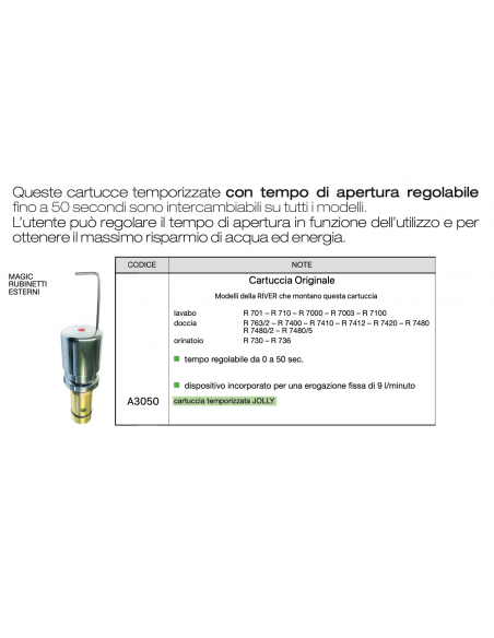 CARTUCCIA DI RICAMBIO RIVER A3050