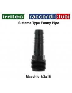 RACCORDO MASCHIO PORTAGOMMA PER SISTEMA FUNNY-PIPE 1/2X16 