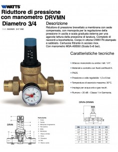 RIDUTTORE DI PRESSIONE WATTS DRVMN 3/4