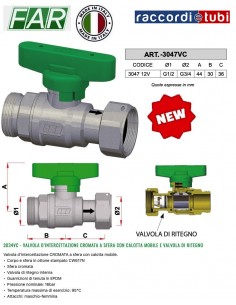 VALVOLA D’INTERCETTAZIONE 1/2X3/4 CROMATA A SFERA CON...