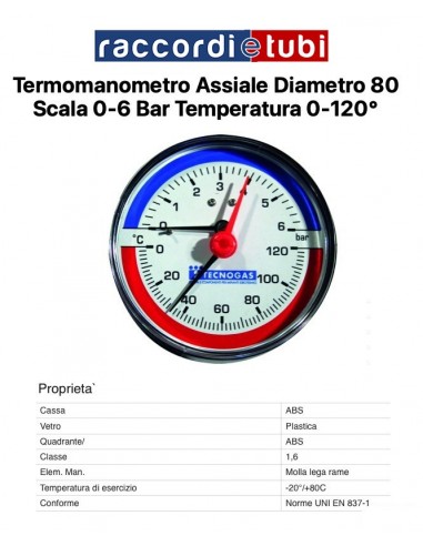 AXIALES THERMO-MANOMETER 0/6bar*0-120°...