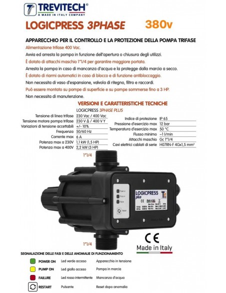PRESSOFLUSSOSTATO TREVI LOGICPRESS 1.1/4 400V