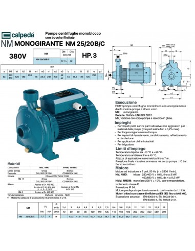 ELEKTROPUMPE CALPEDA NM 25/20B/C 380V PS 3...