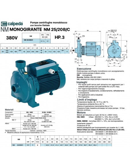 ELEKTROPUMPE CALPEDA HP.3 NM 25/20B/C 380V EINLAUFRAD