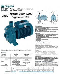 ELEKTROPUMPE CALPEDA HP.1 NMDM 20/110A/A 220V ZWEIFLUETIG