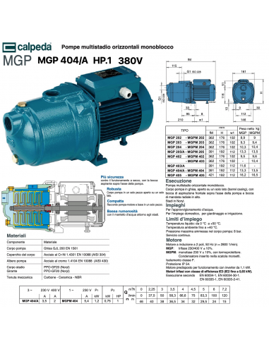 ELEKTROPUMPE CALPEDA HP.1 MGP 404/A 380V...