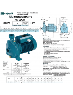 ELEKTROPUMPE CALPEDA HP.1 NM 2/A/B 380V EINLÄUFIG