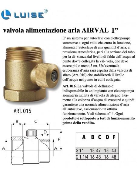 VALVOLA  ALIMENTAZIONE ARIA 1" 015