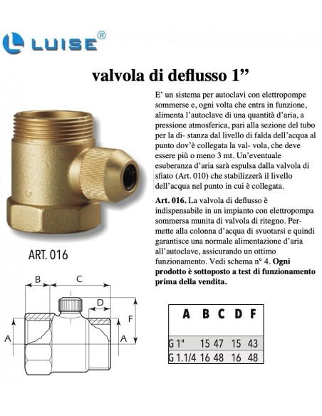 VALVOLA DI REFLUSSO DIAM.1"
