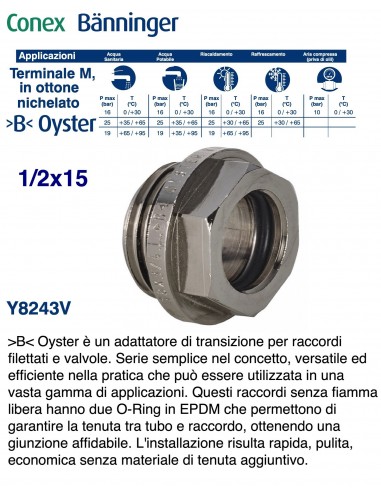 RACCORDO OYSTER M.1/2X15 NICHELATO